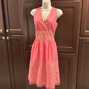 EXPRESS SIZE4 GOLD EMBELLISHED EMBROIDERED AMAZING DRESS